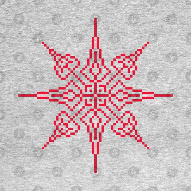 Pixel Red Holiday Snowflake by gkillerb